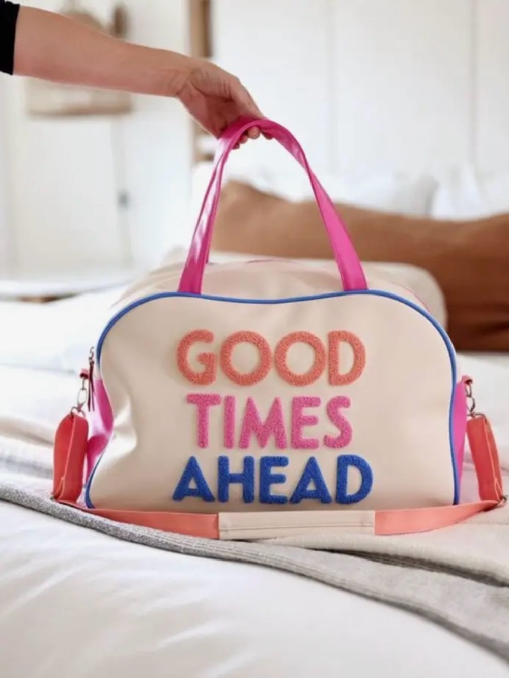 Jadelynn Brooke Good Times Ahead Pink Accent Tote Bag